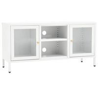 vidaXL Tv-meubel 105x35x52 cm staal en glas wit - thumbnail