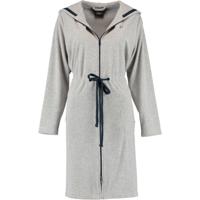 Cawö Cawö Dames Badjas met Capuchon, band en rits 821 - Grau-blau XL