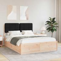 Bedframe met Gevoerd Hoofdgedeelte Zwart 140 x 190 cm