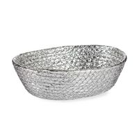 Metallic zilver zeegras opslag of brood mandjes 24 x 19 x 8 cm Metallic zilver zeegras opslag of brood mandjes 24 x 19 x 8 cm