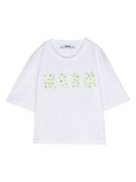 MSGM Kids t-shirt en coton à logo pailleté - Blanc - thumbnail