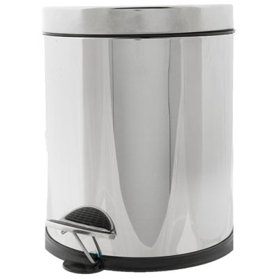 Vuilnisbak/pedaalemmer zilver 5 liter 25 cm Rvs - Pedaalemmers