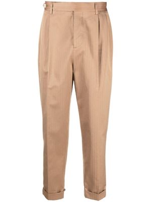 Brunello Cucinelli pantalon de costume à rayures - Marron