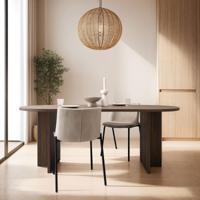 Ovale Eettafel Noa 200 x 90cm, kleur bruin notenhout Ovale Eettafel Noa 200 x 90cm, kleur bruin notenhout