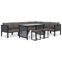9-delige Loungeset met kussens poly rattan antraciet