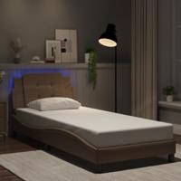 Bedframe met LED-verlichting kunstleer cappuccino 90x190 cm