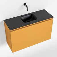 Toiletmeubel Mondiaz Olan | 80 cm | Meubelkleur Ocher | Lex wastafel Urban Midden | Zonder kraangat