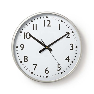 Nedis CLWA016PC38AL Ronde Wandklok 38 cm met Grote Cijfers Zwart/Wit