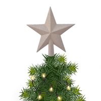 Kunststof piek kerst ster wol wit met glitters H19 cm - kerstboompieken