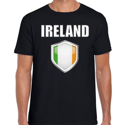Ierland vlag thema landen t-shirt - zwart - voor heren - Supporters kleding - korte mouwen