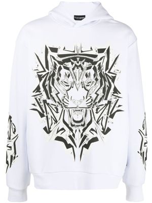 Plein Sport hoodie à imprimé graphique Thunder Tiger - Blanc