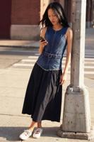 Gecombineerde denim jurk - BLUE - M