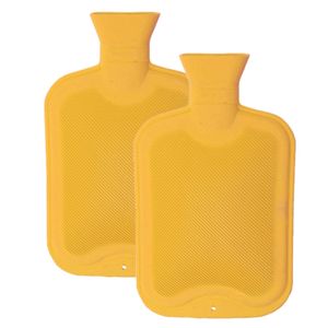 Warmwaterkruik - 2 stuks - 2 liter - van rubber - geel