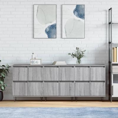 Dressoirs 3 st bewerkt hout grijs sonoma eikenkleurig