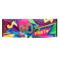 Gevelvlag banner met Eighties print - 74 x 220 cm - polyester - kleurig - Jaren 80/eighties - thumbnail