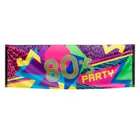 Gevelvlag banner met Eighties print - 74 x 220 cm - polyester - kleurig - Jaren 80/eighties