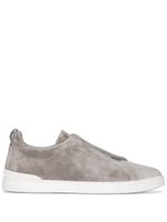 Zegna baskets Triple Stitch en daim - Gris