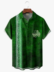 St. Patrick's Day Chest Pocket Short Sleeve Bowling Shirt