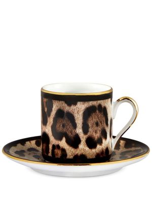 Dolce & Gabbana ensemble tasse et sous-tasse en porcelaine à imprimé léopard - Noir