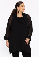 Yoek Tuniek met kraag CHIFFON | Zwart | Maat 46/48