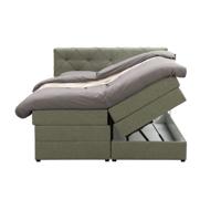Leen Bakker - Boxspring Met Opbergruimte Liv Geruit - 140x200 Cm - Stof - Groen