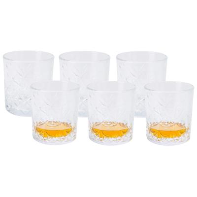 Excellent Houseware Whiskey glas Palm Springs - 6x - transparant - 340 ml - deco glas