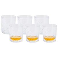 Excellent Houseware Whiskey glas Palm Springs - 6x - transparant - 340 ml - deco glas