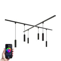 Taros Railverlichting Pakket - X-vorm - 4x 1m rail - 6 hanglamp - Incl. RGBWW GU10 - IP20 - Modulair - 230V