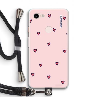 Hartjes: Pixel 3 XL Transparant Hoesje met koord