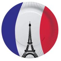 Frankrijk thema wegwerp feest bordjes - 10x stuks - karton - Feestartikelen versieringen - D23 cm