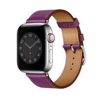 Bandje geschikt voor Apple Watch 42/44MM - Maat L - Horlogebandje - Polsband - Kunstleer - Paars - thumbnail