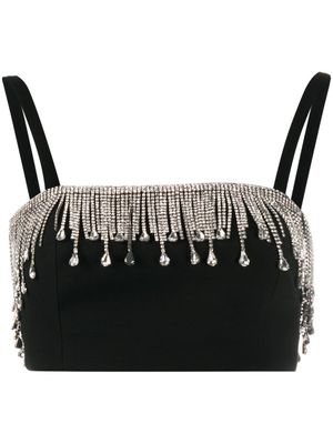 Philipp Plein haut crop à franges en cristal - Noir