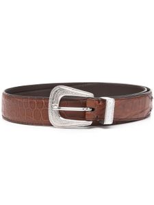 Brunello Cucinelli ceinture à effet peau de crocodile - Marron