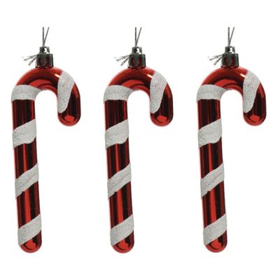 20x Kerstboomhangers rood/witte zuurstokken 12 cm kerstversiering