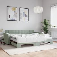 Slaapbank onderschuifbed matrassen 100x200cm fluweel lichtgrijs