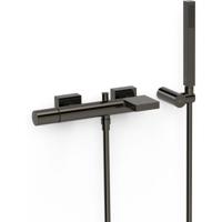 Badkraan Tres Project | Opbouw | Mengkraan | Waterval uitloop | 2-weg | hoh 15 cm | 1-knop | Rond | Zwart metallic