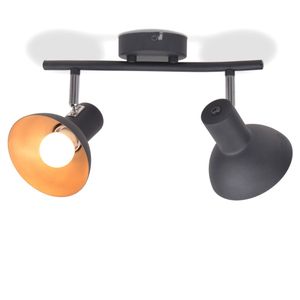 VidaXL Plafondlamp voor 2 peertjes e27 zwart en goudkleurig