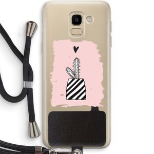 Zwart-wit cactus: Samsung Galaxy J6 (2018) Transparant Hoesje met koord