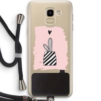 Zwart-wit cactus: Samsung Galaxy J6 (2018) Transparant Hoesje met koord Zwart-wit cactus: Samsung Galaxy J6 (2018) Transparant Hoesje met koord