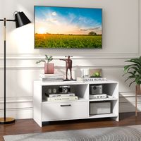 TV-Kast Lowboard met Lade en Open Vakken Televisietafel voor Televisies tot 50 Inch TV-Kast TV-Rek 104,5 x 51,5 x 52 cm Wit