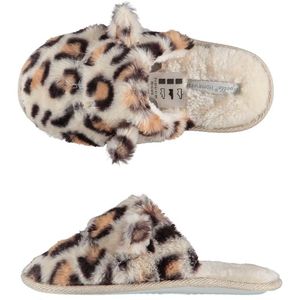 Meisjes instap slippers/pantoffels luipaard print maat 31-32