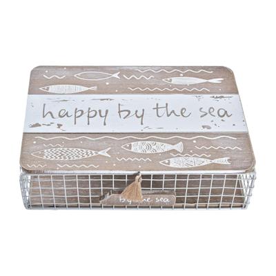 Decoratieve Doos DKD Home Decor Wit Bruin Hout Metaal 24 x 16 x 6 cm