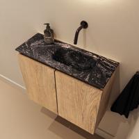 Toiletmeubel Mondiaz Ture Dlux | 60 cm | Meubelkleur Washed Oak | Eden wastafel Lava Rechts | Zonder kraangat