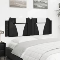 Hoofdbordkussen 160 cm kunstleer zwart en wit - thumbnail