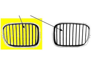 GRILL RECHTS vanaf 9/'00 (lamellen ZWART, lijst chroom) 0637512