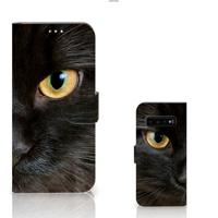 Samsung Galaxy S10 Plus | Telefoonhoesje | Met pasjeshouder | Zwarte Kat