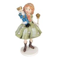 Clayre & Eef Decoratie Beeld Kind 12 cm Groen Polyresin Kerstfiguren