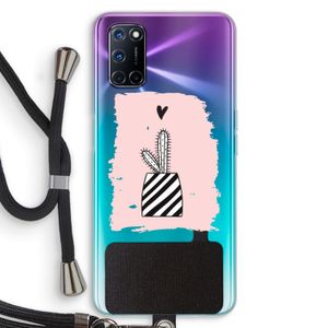 Zwart-wit cactus: Oppo A92 Transparant Hoesje met koord