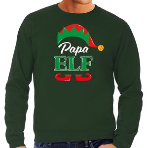 Papa elf foute Kerstsweater / Kersttrui groen voor heren