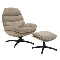 Giga Meubel - Draaifauteuil Taupe Incl. Voetenbankje - Liane